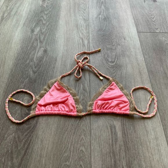 Beach Bunny Other - BEACH BUNNY CORAL TAN LACE BIKINI TOP SMALL RARE